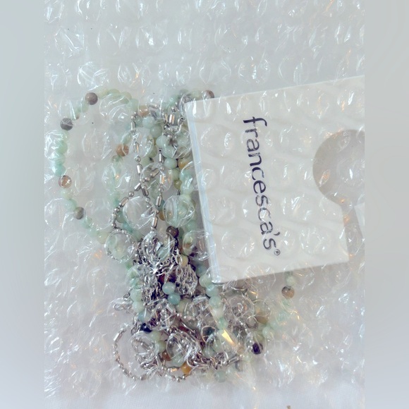 NWT Francesca’s Collection Elle Amazonite Layered Hamsa 🪬 Pendant Necklace - Picture 5 of 6